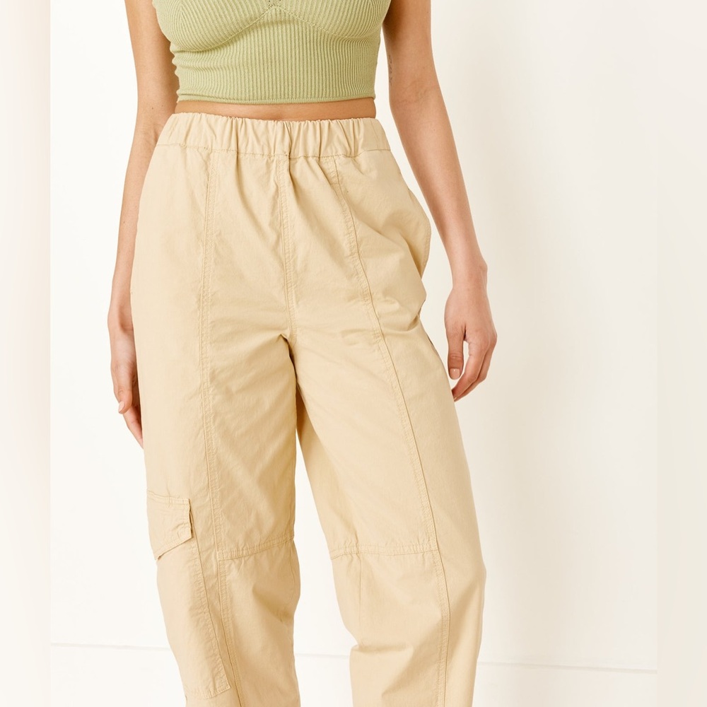 GANNI Washed Canvas Elasticated Curve Pants in Pale Khaki size 38 - Picture 4 of 12